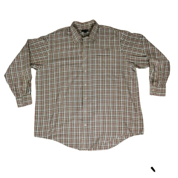 Lands' End Men's Long Sleeve Casual Button Down Plaid Big Tall 18 1/2 - 37 - Picture 3 of 15